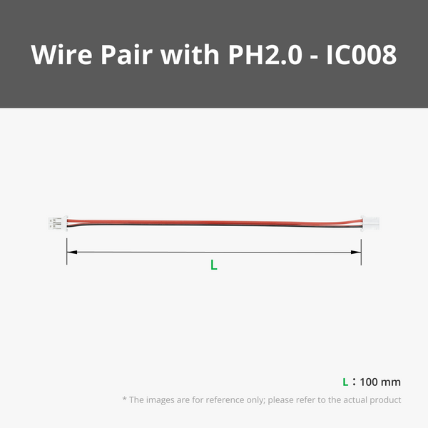 100mm Wire Pair with PH2.0(2PCS) - IC008