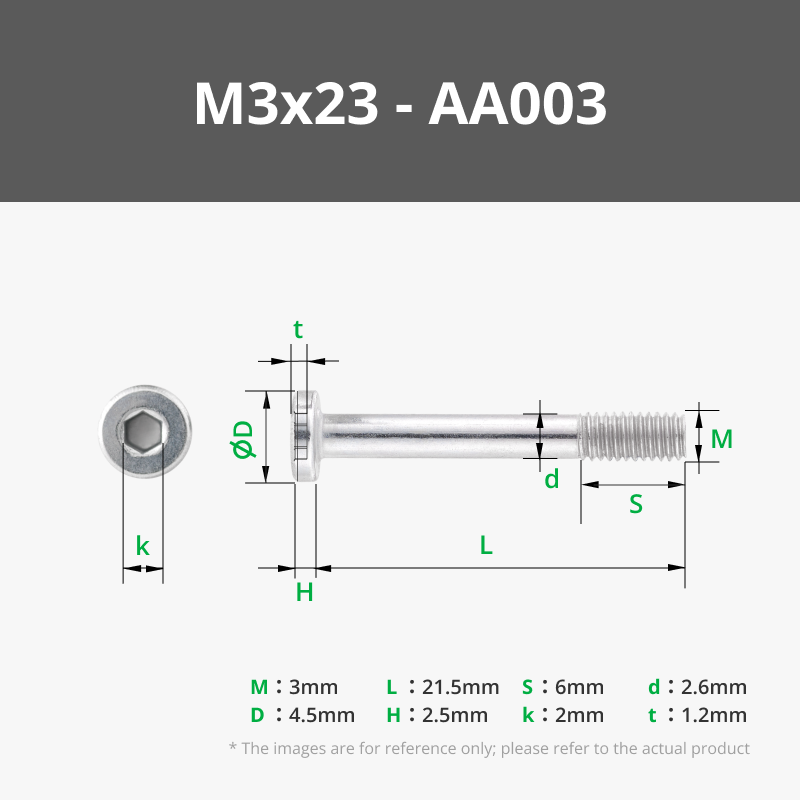 M3 Socket Head Cap Machine Screws (SHCS) - Half Thread