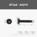 BT2x8 Socket Head Cap Self Tapping Screw (SHCS)